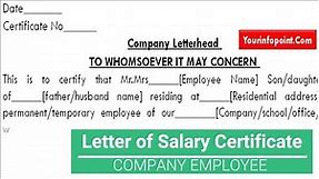 Letter of Salary Certificate - Salary Certificate Application