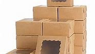 Moretoes 48pcs Cookies Boxes, 6x6x3 Inches Kraft Paper Bakery Boxes with Windows for Treat, Cookies, Pastry, Cupcakes, Pie, Donuts