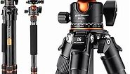 K&F Concept 62-inch Carbon Fiber Camera Tripod,Portable Compact Tripods with Detachable Monopod,360° Metal Ball Head 15KG/33lbs Load Capacity with Quick Release Plate for Travel and Work A255C2+BH-35L