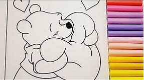 Winnie-the-Pooh Valentine's Bear Coloring Page Coloring Pages for Kids#winniethepooh
