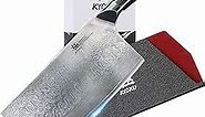 KYOKU Vegetable Cleaver Knife - 7" - Shogun Series - Japanese VG10 Steel Core Forged Damascus Blade - with Sheath & Case
