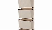 4 Pocket Over The Door Hanging Organizer, Easy Storage/Organization Solution - Versatile and Accessible in Any Room in the House, Beige