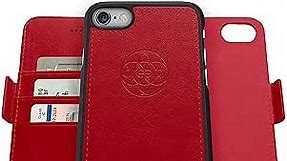 Dreem Fibonacci 2-in-1 Wallet Case for Apple iPhone 6 & 6s - Luxury Vegan Leather, Magnetic Detachable Shockproof Phone Case, RFID Card Protection, 2-Way Flip Stand - Red
