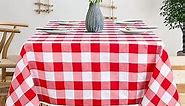 ShinyBeauty Checkered Tablecloth Rectangle 54"x70" Red White Buffalo Check Tablecloth with Tassel Picnic Gingham Cotton Table Cover Classic Farmhouse Plaid Tabletop for Home Kitchen Dining