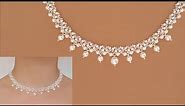 Classic White Pearl and Crystal Beaded Necklace. DIY Wedding Jewelry. Beading Tutorial 白珍珠串珠项链