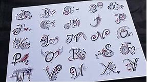 A2Z letters tattoo designs in mandala style || I did draw A2Z alphabet tattoo designs 😯