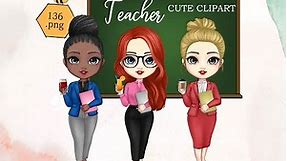 Teacher Clipart, Cute clipart, Back to School, School Clipart, Business Casual, Teacher's Day