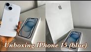 iPhone 15 (blue) Unboxing *256gb* Setup & Accessories