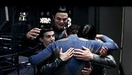 Dwight (Rainn) and Monk (Shalhoub) in Galaxy Quest group hug