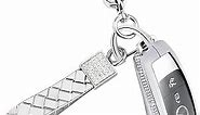 1797 Key Fob Cover for Mercedes Benz Smart Key Case Shell Keychain Bling Accessories for Women Men Crystal Zinc Alloy Silver
