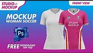 Mockup Women Soccer | Woman Football | Mockup Photoshop | Free Download Mockup | Front view Mockup