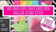 DIY 100 Envelope Savings Challenge box with dollar store items, plus free printable (Freebie Friday)
