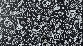GloryTik 16.1" X118"Black and White Graffiti Wallpaper Peel and Stick Special Icon DIY Contact Paper Removable Self Adhesive Wallpaper Vinyl Wallpaper for Room Wall Cabinets Decoration