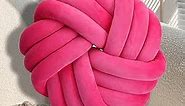 SLANKE Hot Pink Throw Pillow,Knot Ball Pillows,Round Pillows Decorative Pillows,Donut Pillow 13.8'' Soft Velvet Girls Room Decor Plush