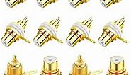 Solderable RCA Panel Mount Plug Female Jacks Socket Connector Chassis Amplifier Terminal Plated Gold Adapter Coupler for Amp by Lkelyonewy(6 Pairs)