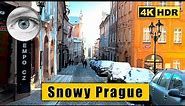 Prague snow Christmas walking tour: Prague Castle - Nerudova street 🇨🇿 Czech Republic 4k HDR ASMR