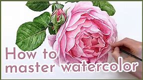 How to paint a watercolor rose | Realistic watercolor painting class with Anna Mason
