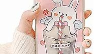 IPLUS Bubble Tea Liquid Case Compatible with iPhone 8/7, Cute Cartoon Milk Tea Quicksand Moving Glitter Case TPU Protective Cover (Bubble Tea Rabbit, iPhone 8/7)