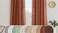 MIULEE Burnt Orange Linen Curtains 96 Inch Long for Bedroom Living Room, Soft Thick Linen Textured Window Drapes Terracotta Rust Fall Decor Semi Sheer Light Filtering Back Tab Rod Pocket, 2 Panels