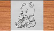how to draw Winnie the pooh honey pot || Winnie the pooh cartoon drawing || Winnie pooh.