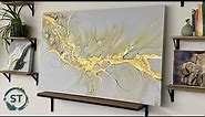 Melting Pearls on HUGE canvas! “Gold Moon” PLUS closer look at pigments.