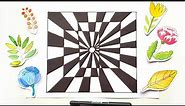 Square Optical Illusion Art Tutorial - Op Art Drawing Ideas when Bored