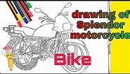 How To Draw motorcycle, Drawing Of Splendor, Drawing Of Bike