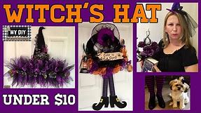 Dollar Tree DIY Witch’s Hat Wreath deco mesh wire hat form | Witch Wreath | TWO WREATHS!
