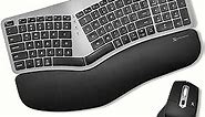 X9 Ergonomic Keyboard and Mouse Wireless Combo (2.4G+BT) - Comfortable Bluetooth Ergonomic Wireless Split Keyboard and Mouse with Wrist Rest and 6 Button Ergo Mouse