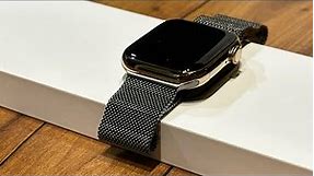 Unboxing Watch Series 9 by Apple | Stainless Steel | Gold | 45mm | Graphite Milanese Loop