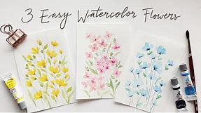 3 EASY beginner friendly watercolor flower doodles