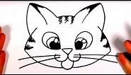 How To Draw A Cute Kitten Face - Tabby Cat Face Drawing Art for Kids | CC
