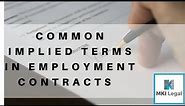 Common implied terms in employment contracts
