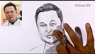 How To Draw Realistic Face Elon Musk | Pencil Sketch #ElonMusk