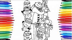 DESPICABLE ME 3 Minions Coloring Page Learn Colors For Kids 2