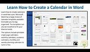 Learn How to Create a Calendar in Word