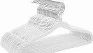 TIMMY Hangers Non-Slip Velvet Hangers - Suit Hangers (50-Pack) Ultra Thin Space Saving Coat Hanger and Heavy Duty Clothes Hangers Hold Up-to 10 Lbs-White/Silver