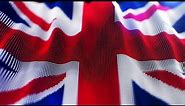🇬🇧 Stylized British Flag Wave Animation. UK Waving Particles Loop Footage Background +4K 60FPS