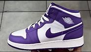 Air Jordan 1 Mid White Purple Venom Shoes