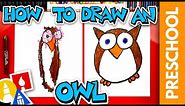 How To Draw A Funny Cartoon Owl - Preschool