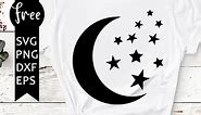 Moon and stars svg free, moon svg, stars svg, instant download, silhouette cameo, shirt design, moon cut file, free vector files 0951