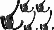 5 Pack Triple Coat Hook Heavy Duty Robe Hooks Wall Mounted for Hat Towel Clothes, Three Prongs Retro Coats Hangers Hardware Zinc Alloy Hook for Farmhouse Bathroom Backdoor Mudroom, Black