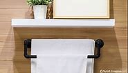 MyGift Industrial Metal Matte Black Towel Bar with Realistic Pipe Design, 2 Tier Wall Mount Bathroom Fixtures Bath Towel Rack