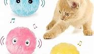 Chirping Cat Toys, Interactive Cat Toys for Indoor Cats Exercise, 3 Pack Fluffy Plush Catnip Toy Balls, Fun Kitty Kitten Kicker Toys