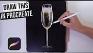 Procreate Champagne Glass Illustration Tutorial