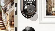 Veise Keyless Entry Door Lock with 2 Lever Handles - Electronic Keypad Deadbolt, Auto Lock, Back Lit & Easy Installation Design, Front Door Handle Sets, Oil Rubbed Bronze
