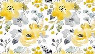 Toduso Peel and Stick Wallpaper Floral Wallpaper Yellow/Gray/White Watercolor Contact Paper Self Adhesive Removable Wallpaper Shelves Liners Decorative Vinyl Roll 15.5''x78.7''