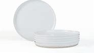 famiware Saturn 6 Pieces Salad Plates, 8 inch Plate Set, Scratch Resistant, Stoneware Dinnerware, Kitchen Modern Rustic Serving Dishes, White