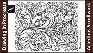 How to Draw an Acanthus Scrollwork - Digital Painting from Sketch to Final