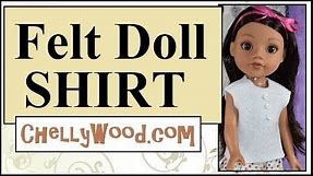 Free Doll Clothes Patterns: Felt Doll Shirt for 14 inch, 15 inch, and 16 inch Dolls